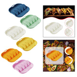 Maxbell Taco Holder Plate Reusable Holds up to 4 Tacos Non Slip with Handles Platter Blue