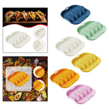 Maxbell Taco Holder Plate Reusable Holds up to 4 Tacos Non Slip with Handles Platter Blue