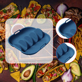 Maxbell Taco Holder Plate Reusable Holds up to 4 Tacos Non Slip with Handles Platter Blue
