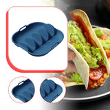 Maxbell Taco Holder Plate Reusable Holds up to 4 Tacos Non Slip with Handles Platter Blue
