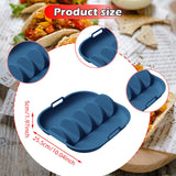 Maxbell Taco Holder Plate Reusable Holds up to 4 Tacos Non Slip with Handles Platter Blue