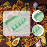 Maxbell Taco Holder Plate Reusable Holds up to 4 Tacos Non Slip with Handles Platter Green