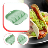 Maxbell Taco Holder Plate Reusable Holds up to 4 Tacos Non Slip with Handles Platter Green