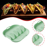 Maxbell Taco Holder Plate Reusable Holds up to 4 Tacos Non Slip with Handles Platter Green