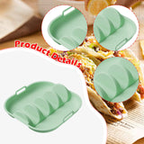 Maxbell Taco Holder Plate Reusable Holds up to 4 Tacos Non Slip with Handles Platter Green