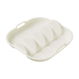 Maxbell Taco Holder Plate Reusable Holds up to 4 Tacos Non Slip with Handles Platter White