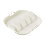 Maxbell Taco Holder Plate Reusable Holds up to 4 Tacos Non Slip with Handles Platter White