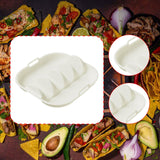 Maxbell Taco Holder Plate Reusable Holds up to 4 Tacos Non Slip with Handles Platter White