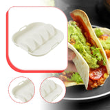Maxbell Taco Holder Plate Reusable Holds up to 4 Tacos Non Slip with Handles Platter White