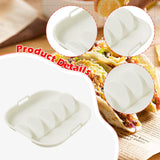 Maxbell Taco Holder Plate Reusable Holds up to 4 Tacos Non Slip with Handles Platter White