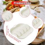 Maxbell Taco Holder Plate Reusable Holds up to 4 Tacos Non Slip with Handles Platter White