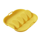 Maxbell Taco Holder Plate Reusable Holds up to 4 Tacos Non Slip with Handles Platter Yellow