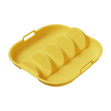 Maxbell Taco Holder Plate Reusable Holds up to 4 Tacos Non Slip with Handles Platter Yellow