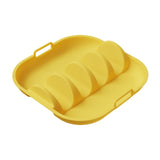 Maxbell Taco Holder Plate Reusable Holds up to 4 Tacos Non Slip with Handles Platter Yellow