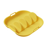Maxbell Taco Holder Plate Reusable Holds up to 4 Tacos Non Slip with Handles Platter Yellow