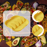 Maxbell Taco Holder Plate Reusable Holds up to 4 Tacos Non Slip with Handles Platter Yellow