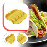 Maxbell Taco Holder Plate Reusable Holds up to 4 Tacos Non Slip with Handles Platter Yellow