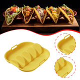Maxbell Taco Holder Plate Reusable Holds up to 4 Tacos Non Slip with Handles Platter Yellow