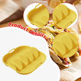 Maxbell Taco Holder Plate Reusable Holds up to 4 Tacos Non Slip with Handles Platter Yellow