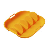 Maxbell Taco Holder Plate Reusable Holds up to 4 Tacos Non Slip with Handles Platter Orange