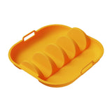 Maxbell Taco Holder Plate Reusable Holds up to 4 Tacos Non Slip with Handles Platter Orange
