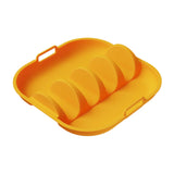 Maxbell Taco Holder Plate Reusable Holds up to 4 Tacos Non Slip with Handles Platter Orange