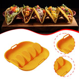 Maxbell Taco Holder Plate Reusable Holds up to 4 Tacos Non Slip with Handles Platter Orange
