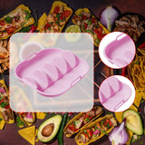 Maxbell Taco Holder Plate Reusable Holds up to 4 Tacos Non Slip with Handles Platter Pink