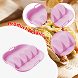 Maxbell Taco Holder Plate Reusable Holds up to 4 Tacos Non Slip with Handles Platter Pink