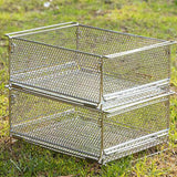 Maxbell Wire Storage Basket Stackable Metal Storage Bin for Closets Kitchen Bathroom silvery
