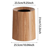 Maxbell Imitation Wood Grain Trash Can Garbage Can for Restroom Bathroom Living Room 12L Light Brown