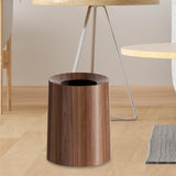 Maxbell Imitation Wood Grain Trash Can Garbage Can for Restroom Bathroom Living Room 8L Dark Brown