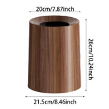 Maxbell Imitation Wood Grain Trash Can Garbage Can for Restroom Bathroom Living Room 8L Dark Brown