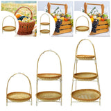 Maxbell Bamboo Basket Tray Fruit Food Storage Bowl Multifunctional Rustic Fruit Rack Sinlge Layer