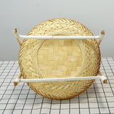 Maxbell Bamboo Basket Tray Fruit Food Storage Bowl Multifunctional Rustic Fruit Rack Sinlge Layer