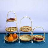 Maxbell Bamboo Basket Tray Fruit Food Storage Bowl Multifunctional Rustic Fruit Rack Sinlge Layer