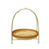 Maxbell Bamboo Basket Tray Fruit Food Storage Bowl Multifunctional Rustic Fruit Rack Sinlge Layer