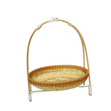 Maxbell Bamboo Basket Tray Fruit Food Storage Bowl Multifunctional Rustic Fruit Rack Sinlge Layer
