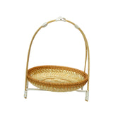 Maxbell Bamboo Basket Tray Fruit Food Storage Bowl Multifunctional Rustic Fruit Rack Sinlge Layer