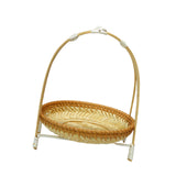 Maxbell Bamboo Basket Tray Fruit Food Storage Bowl Multifunctional Rustic Fruit Rack Sinlge Layer