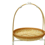 Maxbell Bamboo Basket Tray Fruit Food Storage Bowl Multifunctional Rustic Fruit Rack Sinlge Layer