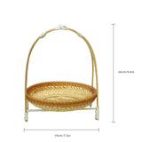 Maxbell Bamboo Basket Tray Fruit Food Storage Bowl Multifunctional Rustic Fruit Rack Sinlge Layer