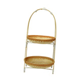 Maxbell Bamboo Basket Tray Fruit Food Storage Bowl Multifunctional Rustic Fruit Rack Double Layer