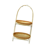 Maxbell Bamboo Basket Tray Fruit Food Storage Bowl Multifunctional Rustic Fruit Rack Double Layer