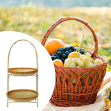 Maxbell Bamboo Basket Tray Fruit Food Storage Bowl Multifunctional Rustic Fruit Rack Double Layer