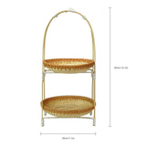 Maxbell Bamboo Basket Tray Fruit Food Storage Bowl Multifunctional Rustic Fruit Rack Double Layer