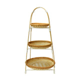 Maxbell Bamboo Basket Tray Fruit Food Storage Bowl Multifunctional Rustic Fruit Rack Three Layer
