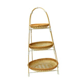 Maxbell Bamboo Basket Tray Fruit Food Storage Bowl Multifunctional Rustic Fruit Rack Three Layer