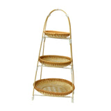Maxbell Bamboo Basket Tray Fruit Food Storage Bowl Multifunctional Rustic Fruit Rack Three Layer