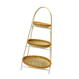 Maxbell Bamboo Basket Tray Fruit Food Storage Bowl Multifunctional Rustic Fruit Rack Three Layer